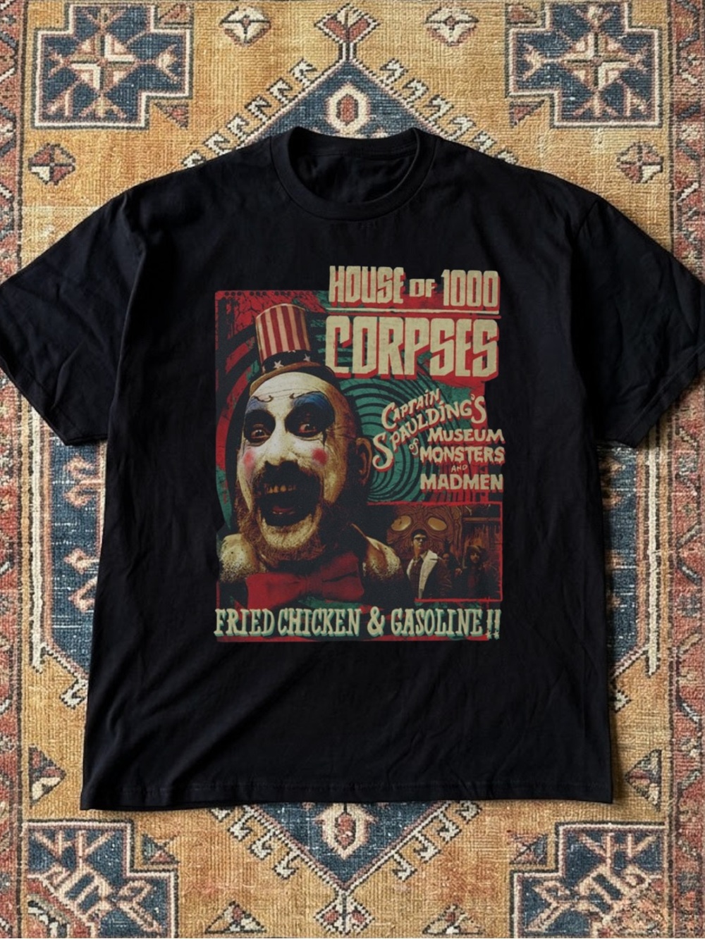 House of 1000 Corpses Captain Spaulding Movie Retro Horror Black Graphic T-Shirt